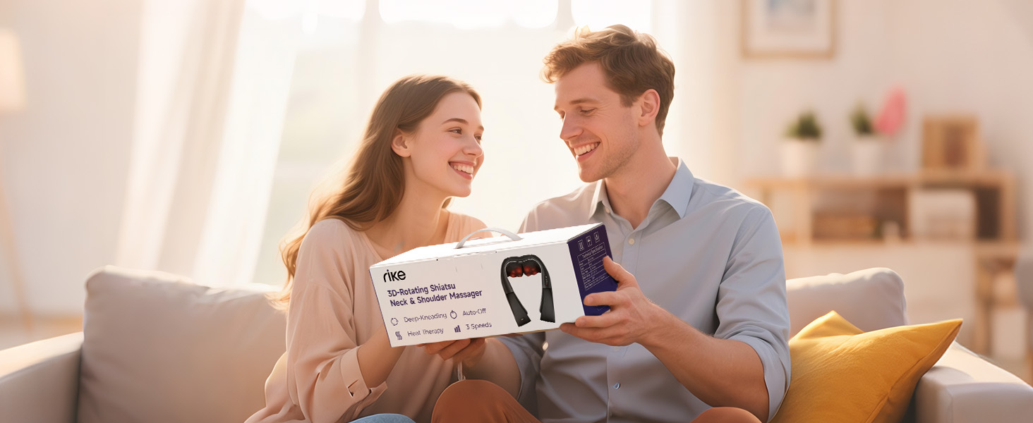 Масажер для шиї RIKE Shiatsu з підігрівом - 3D масажер для шиї, плечей та спини, з адаптерами для мережі та авто, глибока масажна дія, подарунок на Різдво