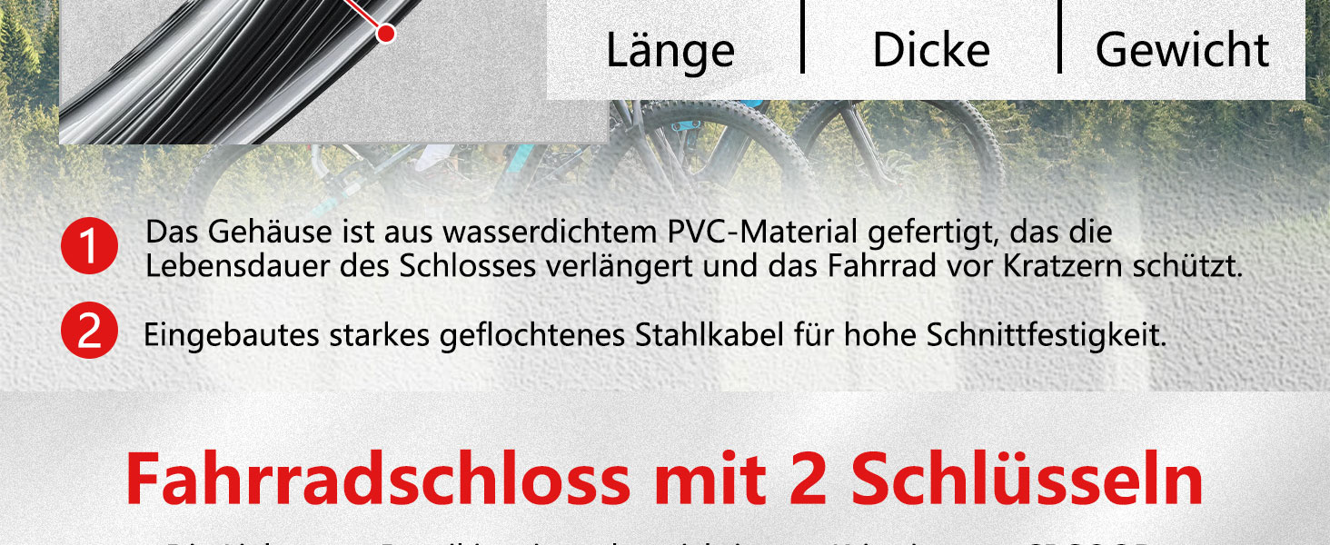 Замок для велосипеда 120см/12мм, високий рівень безпеки, кабельне spiralkabelschloss, 2 ключі, захист від крадіжки для велосипеда, триколісного велосипеда, мотоцикла, скутера (червоний)