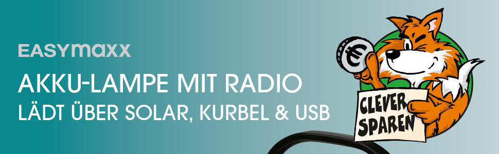 Сонячна лампа EASYmaxx з радіо | Радіо та ліхтар для надзвичайних ситуацій з ручним приводом | LED ліхтарик ідеально підходить для відпочинку на природі, кемпінгу та виживання | Повторно заряджається за допомогою сонячної енергії, ручного приводу та USB [Сірий]