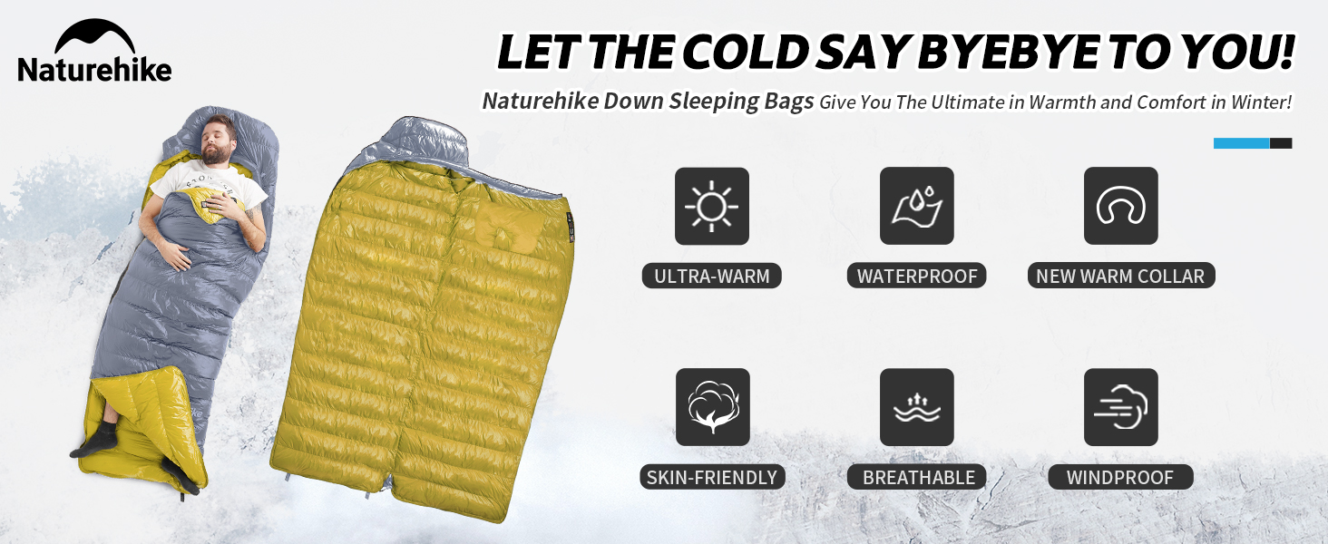 Спальний мішок Naturehike 750FP, 4 сезони, теплий зимовий, ультралегкий, для кемпінгу (CW700/Сірий/L)