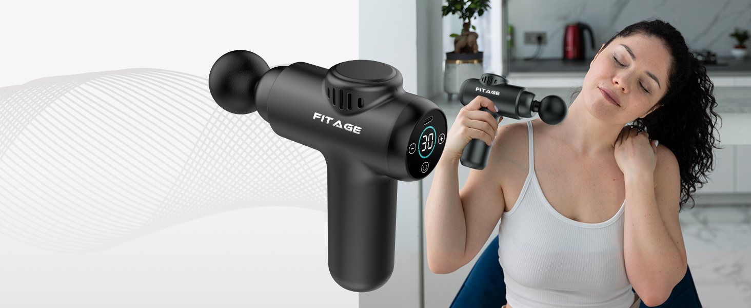 Масажер-пістолет, тихий масажер з 30 рівнями швидкості, 8 насадок для глибокого масажу м'язів, для шиї, спини та всього тіла, міні масажер