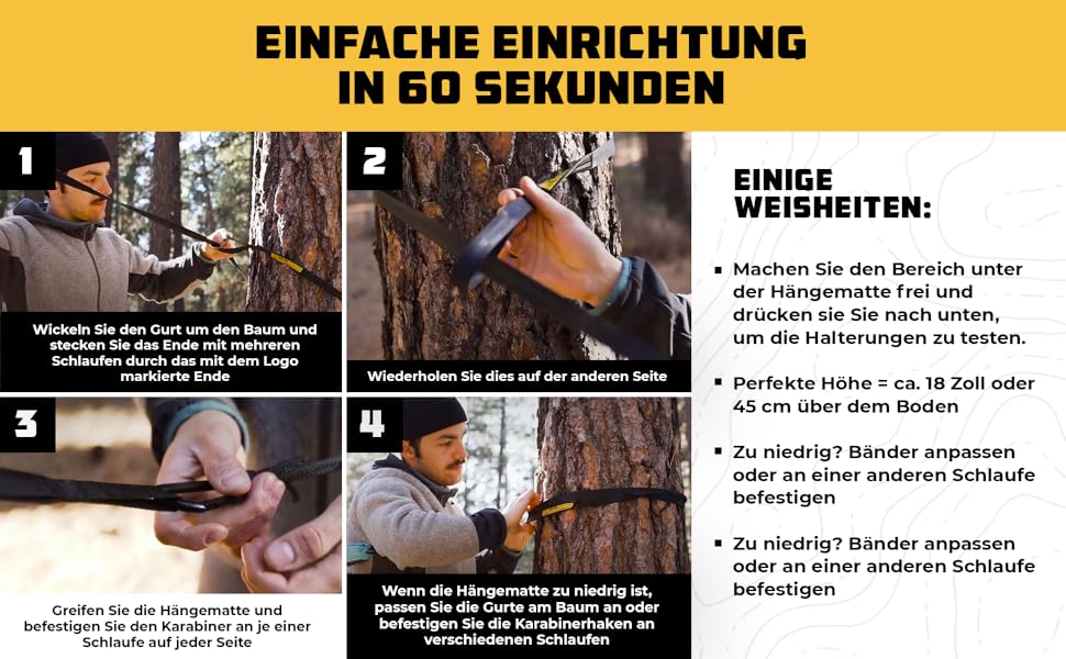 Гамак для кемпінгу Wise Owl Outfitters – односпальний або двоспальний, для дому та вулиці, з сумкою для зберігання, аксесуарами для рюкзака та подорожей, оранжевий / сірий