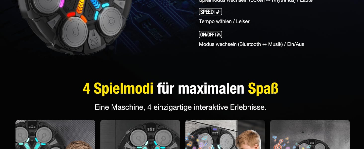 Боксерський тренажер Esnowlee з музикою та світлом, 11 режимів швидкості та 3 режими рахунку, для дітей та дорослих