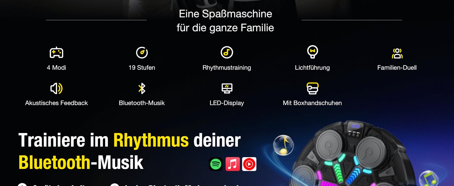 Боксерський тренажер Esnowlee з музикою та світлом, 11 режимів швидкості та 3 режими рахунку, для дітей та дорослих