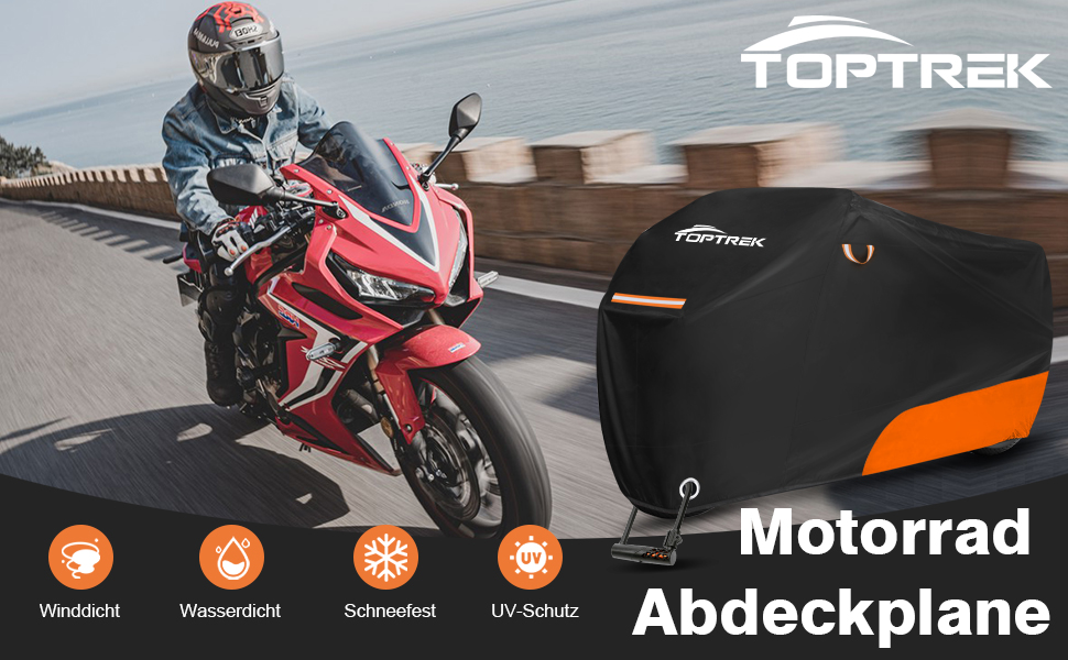 Водонепроникний чохол для мотоцикла toptrek Outdoor 210D, зимовий захисний тент з відбивачами та сумкою для зберігання (245x105x125см)