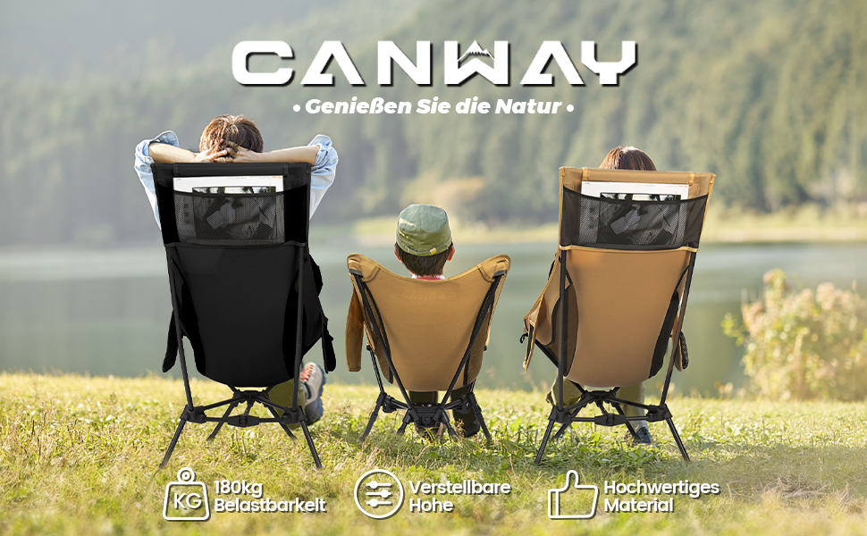 Зручний складаний стул Canway для кемпінгу та пляжу, ультралегкий, до 180 кг