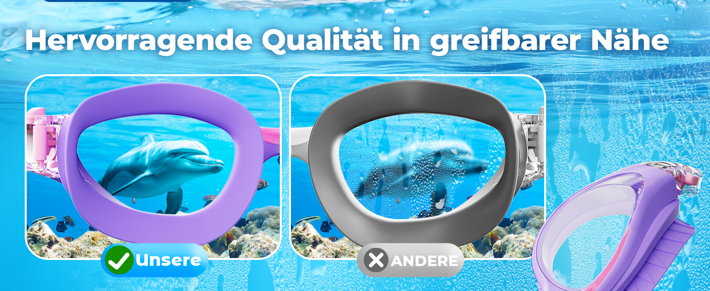 Дитячі окуляри для плавання Schwimmbrille - маска для хлопчиків та дівчаток з UV-захистом та антифогом, водонепроникні, прозорі лінзи, для дітей 6-14 років (Ліловий колір)