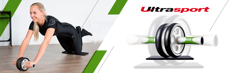 Ролер для пресу Ultrasport AB Roller з килимком для колін, тренажер для пресу для чоловіків та жінок, компактний, для сеньйорів, білий/рожевий