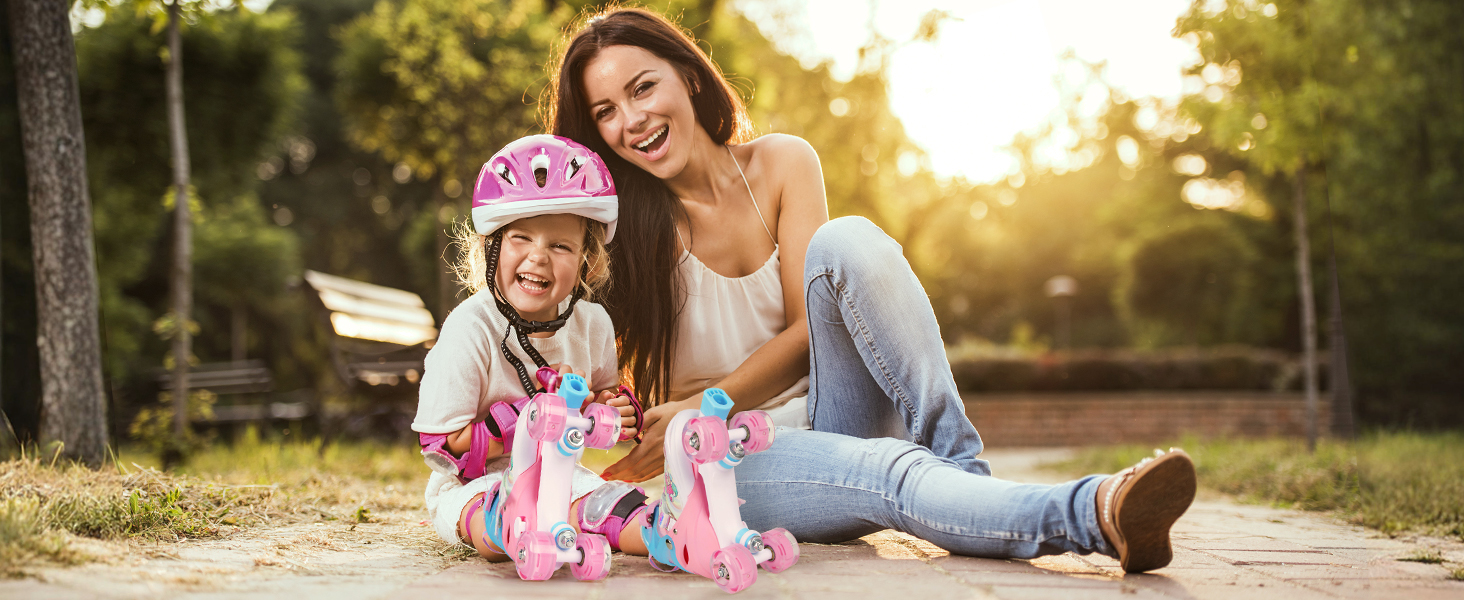 Дитячі ролики Kinder - регульовані, рожеві, для дівчаток та хлопчиків, 4 розміри, для початківців, для залу та вулиці (36-40 EU)