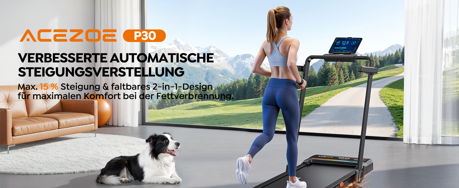 Бігова доріжка для дому Laufband з нахилом 0-15%, 3.0HP, складна, з динаміками, до 136 кг, розмір 137x72x13 см