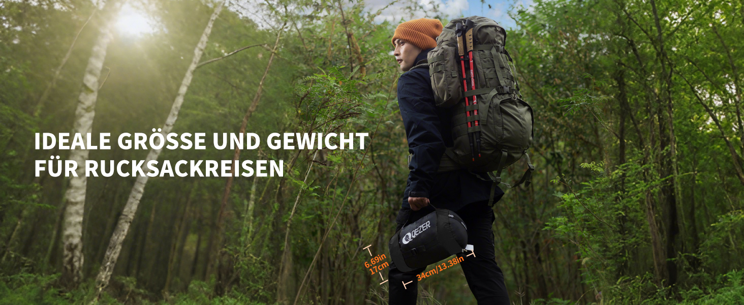 Сплячий мішок пуховий зимовий, 600FP+ преміум-пух, 12°C -24°C, легкий та теплий для 3-4 сезонів, кемпінг, трекінг, походи, оранжевий