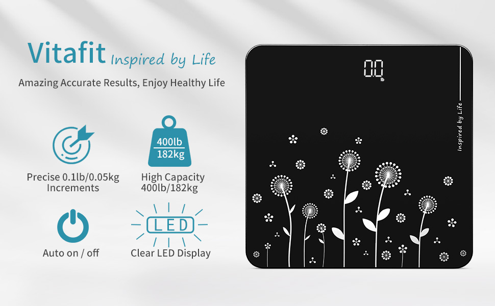 Ваги Vitafit для людей: цифрові, точні, до 182 кг, чорні