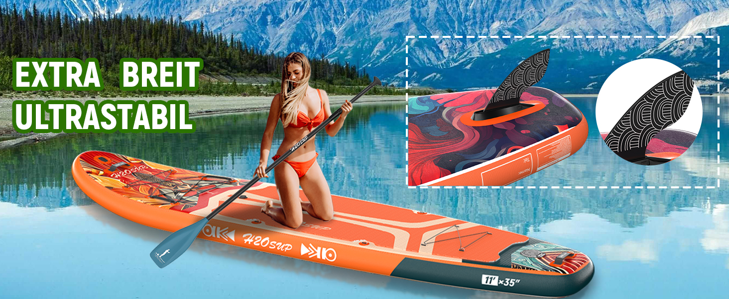 Надувний SUP-борд 15 см, з рюкзаком та аксесуарами, зелений - Дошка для Stand Up Paddling