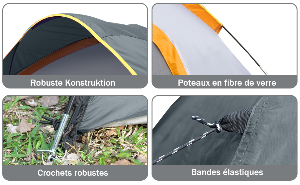 Сімейне намет UNP для 3 осіб, водонепроникний, вітростійкий, з захистом від дощу, легко встановлюється, для кемпінгу, 240 x 210 x 120 см (сірий)