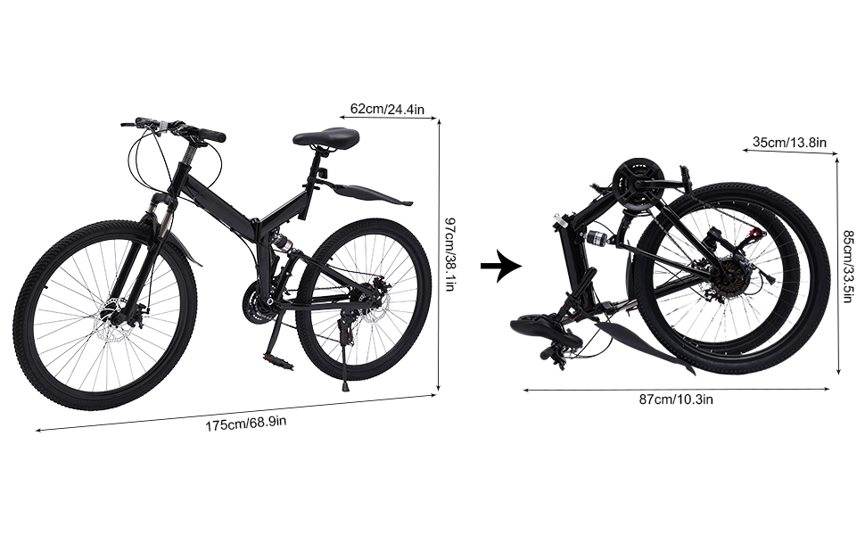 Велосипед HUSPOO MTB складаний, дискові гальма, регульований, 21-шв.