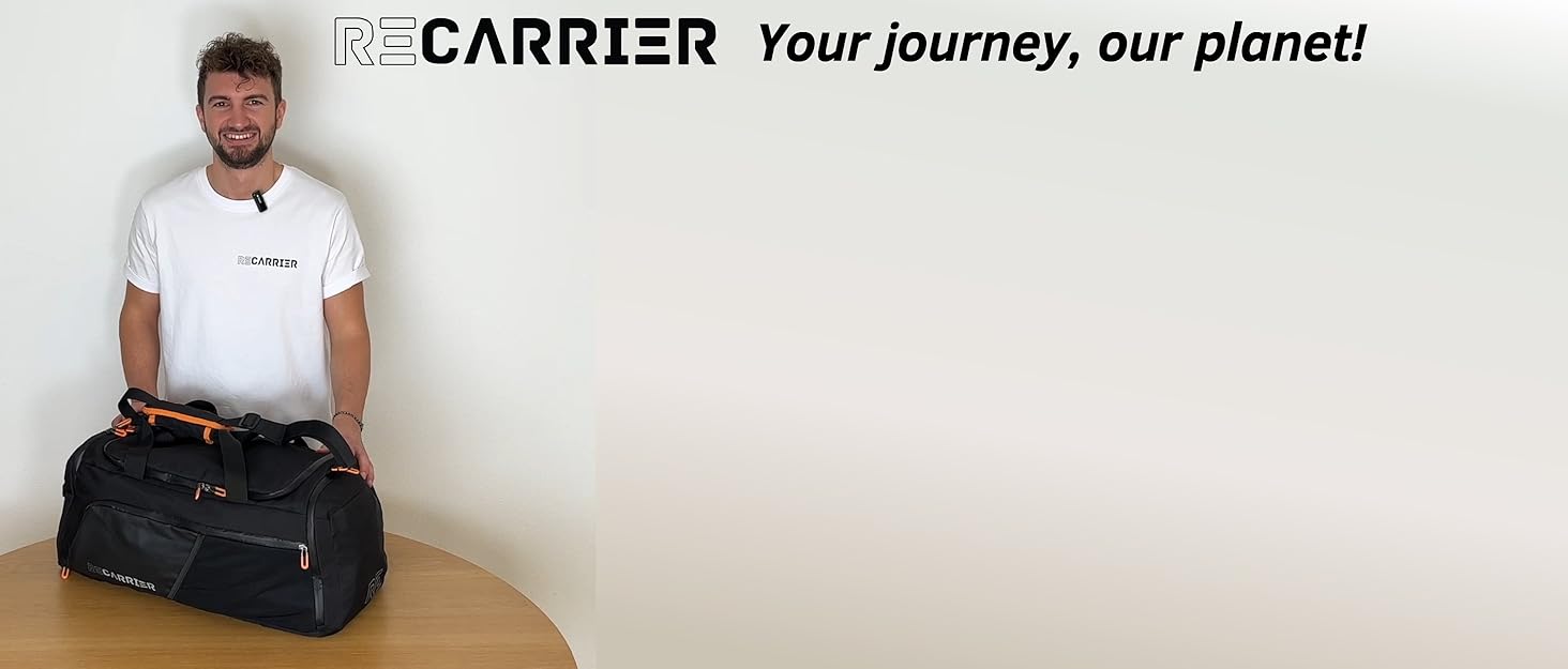 Спортивна сумка [з переробленого PET] 50L – сумка для тренувань та рюкзак 2в1 – водонепроникна спортивна сумка для чоловіків та жінок – спортивний рюкзак з відділенням для взуття, велика туристична сумка (Obsidian Ember Black)