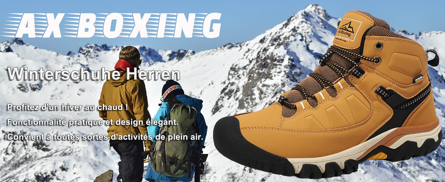Чоловічі зимові черевики AX BOXING: утеплені зимові чоботи, теплі туристичні черевики для активного відпочинку, зимові боти, трекінгові черевики, розмір 41-46 EU, яскраво-жовтий колір, 42 EU