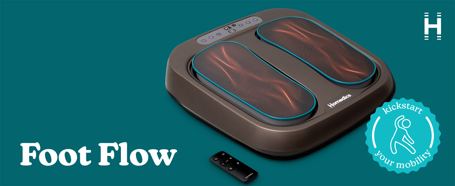 Масажер для ніг Homedics Foot Flow Mobility Booster з підігрівом, 20 інтенсивностей та 3 режими, покращує кровообіг та знімає втому