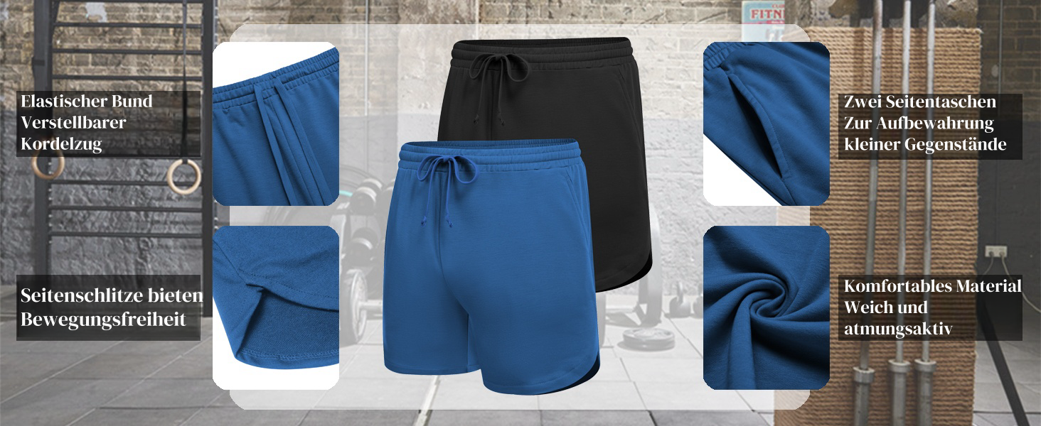 Шорти чоловічі COOFANDY літні, 2 шт. (S, бордовий/чорний) з гумкою, кишенями, для спорту та відпочинку