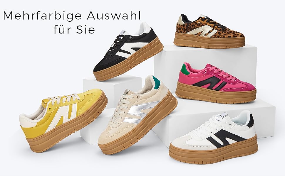 Кросівки LUCKY STEP Plateau Sneaker для жінок - платформа, канвас, ретро стиль, низький профіль, комфортні для повсякденного носіння, 42 EU, бежево-зелені