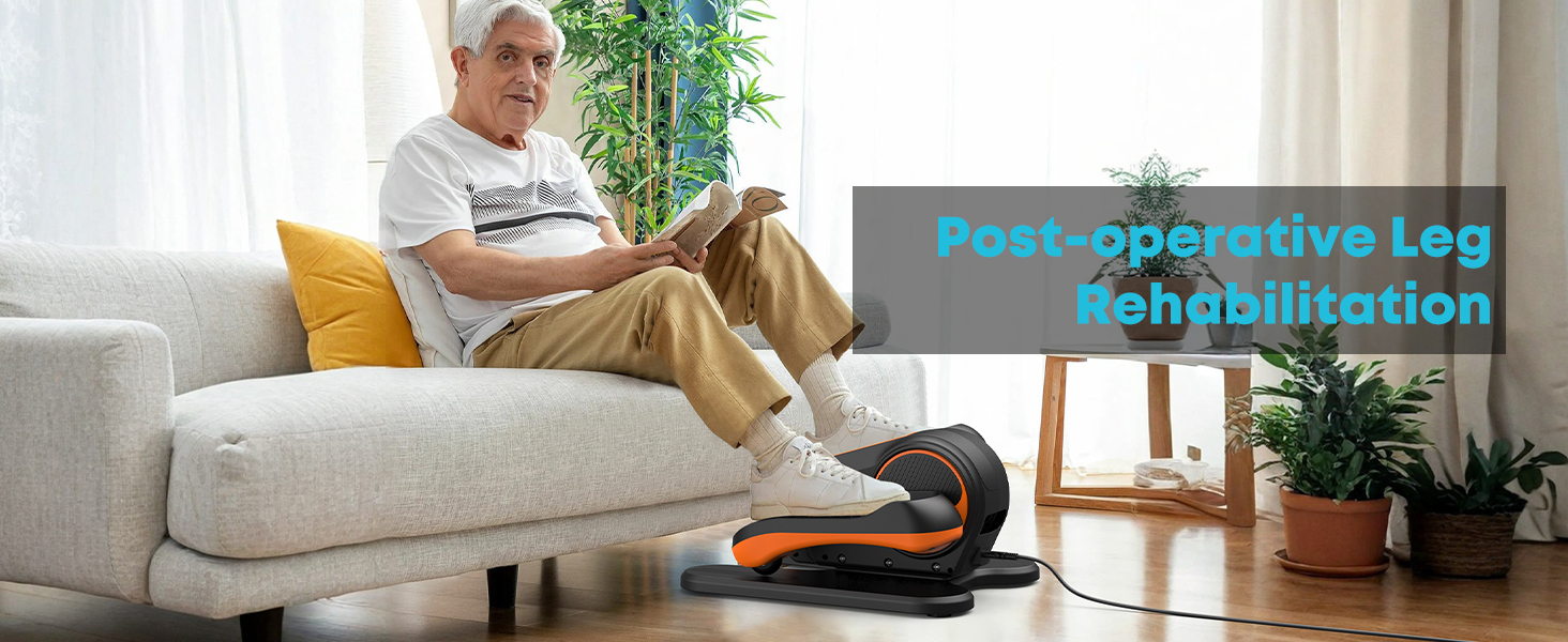 Еліптичний тренажер Gonex під стіл для літніх людей, електричний, з пультом керування, 16 рівнів швидкості, ручний та автоматичний режими (Помаранчевий)