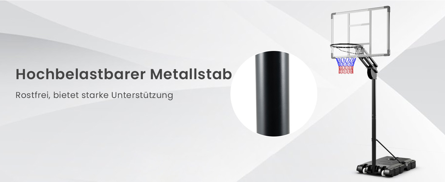 Баскетбольне кільце Gymax вуличне, регульована висота 204-358 см, стійка на колесах, з утяжеленою основою, для підлітків та дорослих 236-305 см