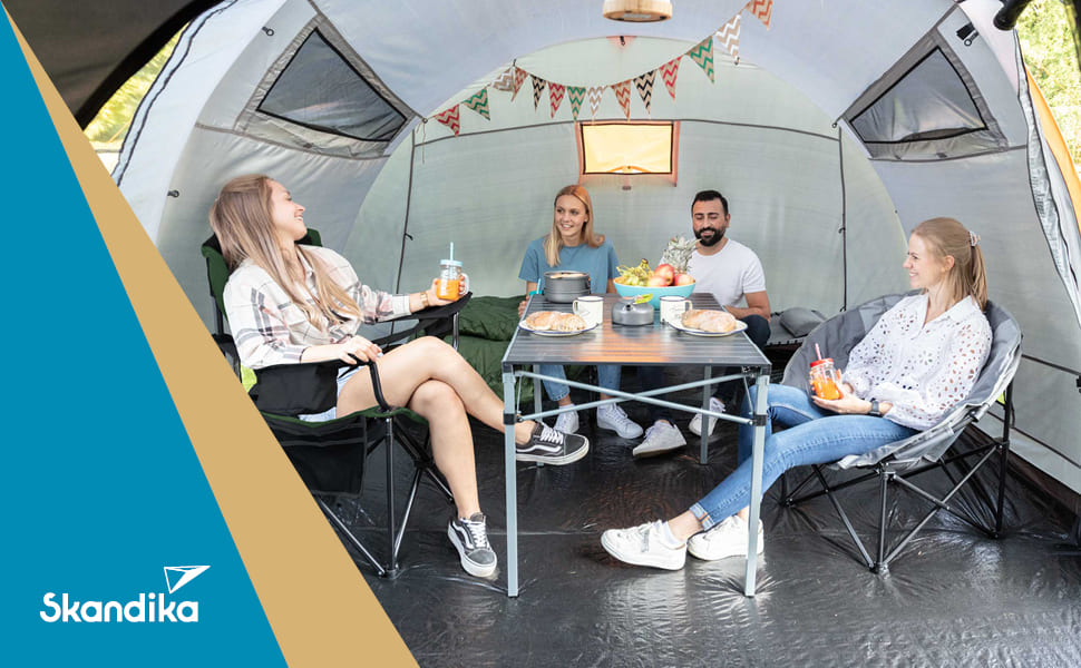 Крісло для кемпінгу Skandika Relax Comfort: розкладне, з підстаканником та охолоджувальним відділенням, до 160 кг, зелено-сіре