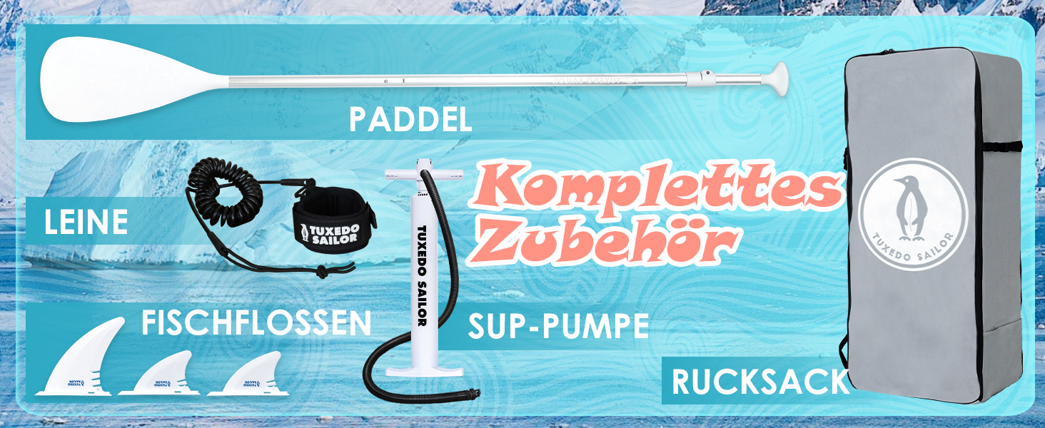 Надувне SUP-борд Tuxedo Sailor з аксесуарами, для дорослих та підлітків, блакитний та жовтий (блакитний та рожевий)