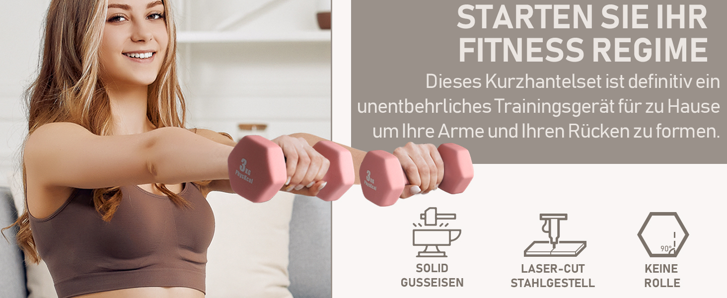 Набір гантелей KurzhanTel для дому та фітнесу, 18 кг (бежевий, рожевий, тіффані)