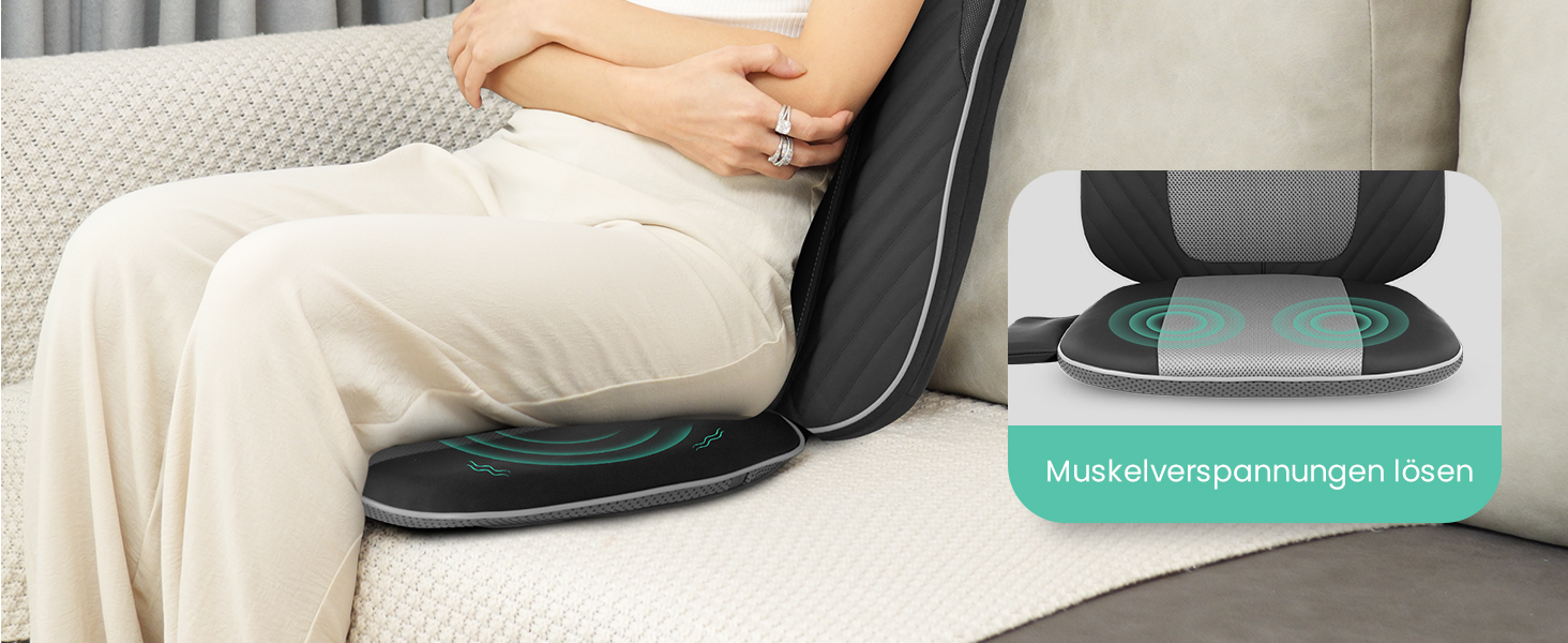 Масажне сидіння Snailax Shiatsu з підігрівом та вібрацією для шиї та спини, масажер для крісла, подарунок для чоловіків та жінок, 40.6x35.5x66cm