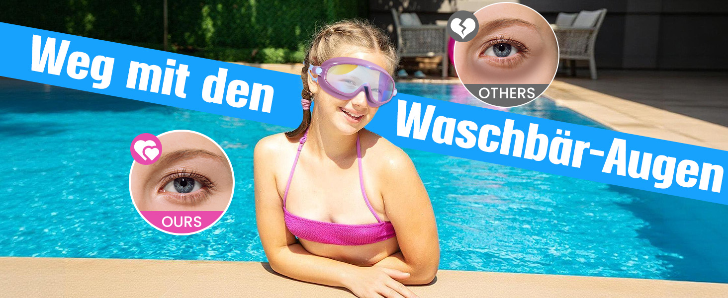 Дитячі окуляри для плавання Bluesmile (2 шт.), широкий огляд, антизапар, захист від УФ, для хлопчиків та дівчаток 3-14 років, зелено-фіолетові, малі