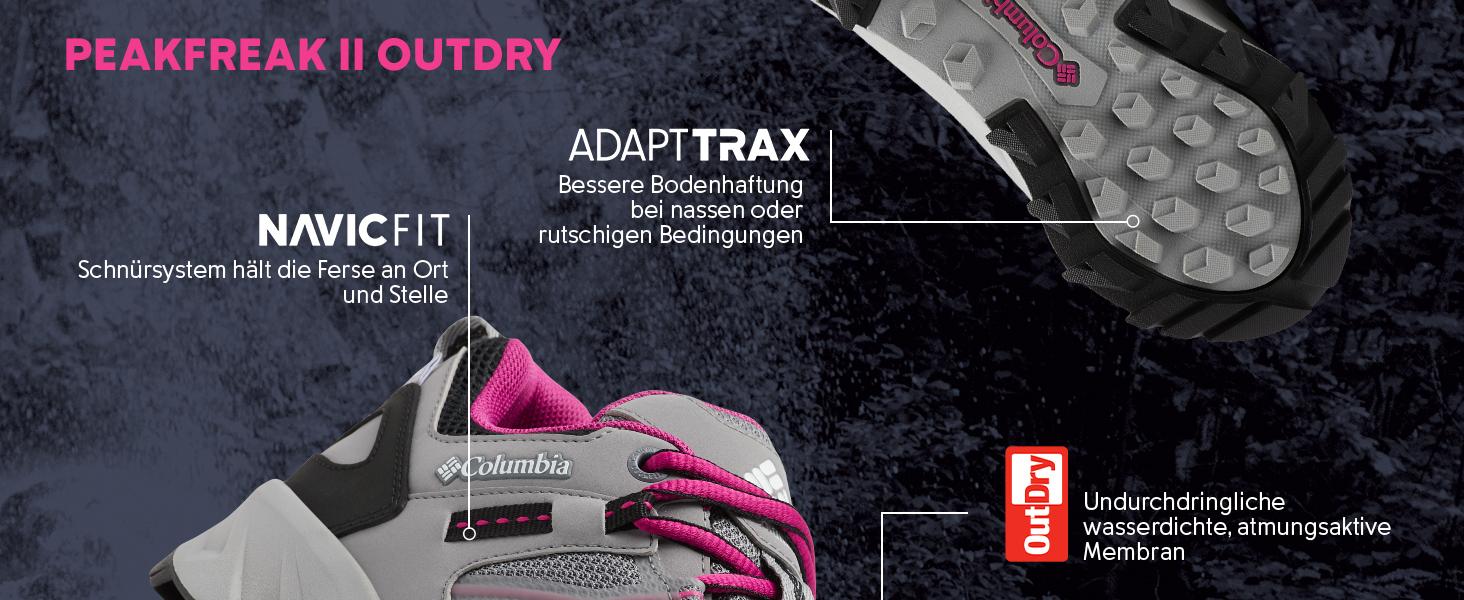 Черевики для жінок Columbia Peakfreak II Outdry WP, чорний (Black x Ti Grey Steel), 39 EU