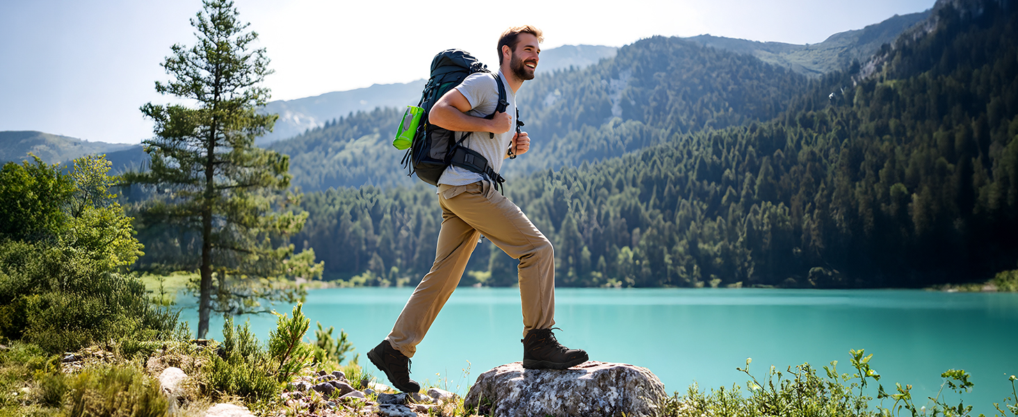Чоловічі туристичні черевики NORTIV 8 для хайкінгу та трекінгу, водонепроникні, для скелелазіння, розмір 43 EU, коричнево-чорні