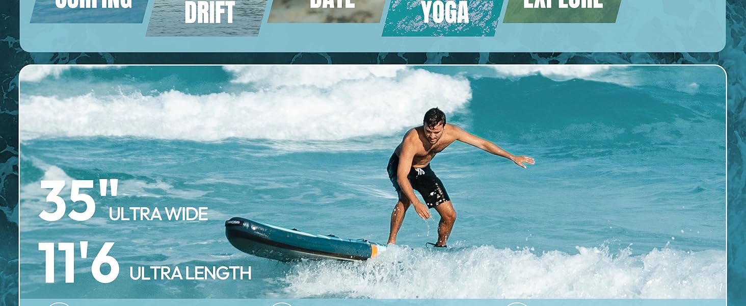 Надувний SUP Борд 350x89x15см: Широкий, для дорослих, з аксесуарами та рюкзаком. Ідеально для йоги, риболовлі та серфінгу.