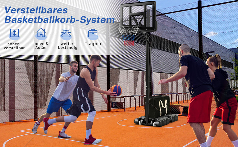Баскетбольне кільце GOPLUS вуличне, регульована висота 143-305 см, стійка на колесах для підлітків та дорослих