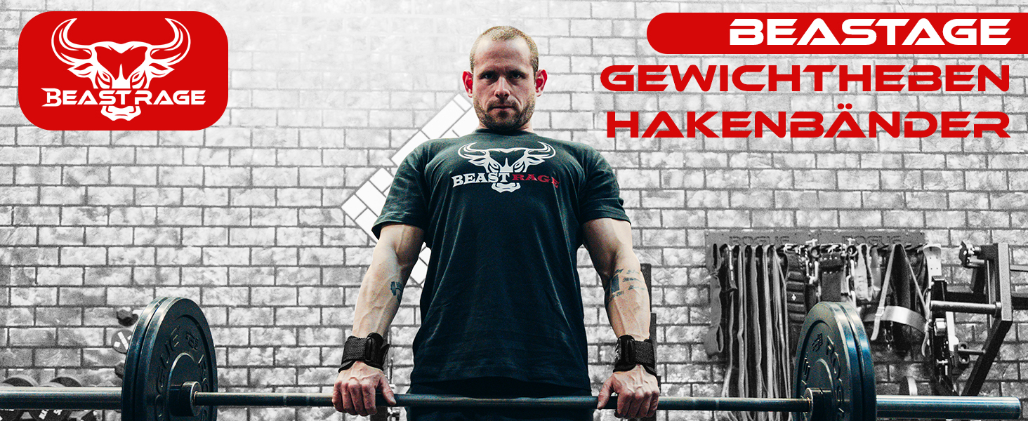 Набори для важкої атлетики BEAST RAGE: хрестовини, ремені для зап'ястя, неопренові пов'язки, неслизькі фітнес-бандажі для чоловіків та жінок (червоний)