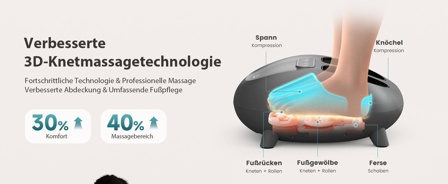Електричний масажер для ніг Snailax Shiatsu з підігрівом та глибоким розминанням. Для лікування п'яткової шпори, подарунок для жінок/чоловіків. Розмір 48, срібний колір.