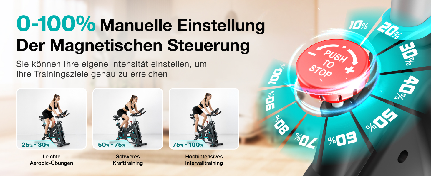 WENOKER Велотренажер для дому з магнітним опором, Indoor Bike з LCD-монітором, тиха робота, важке махове колесо, турецький колір