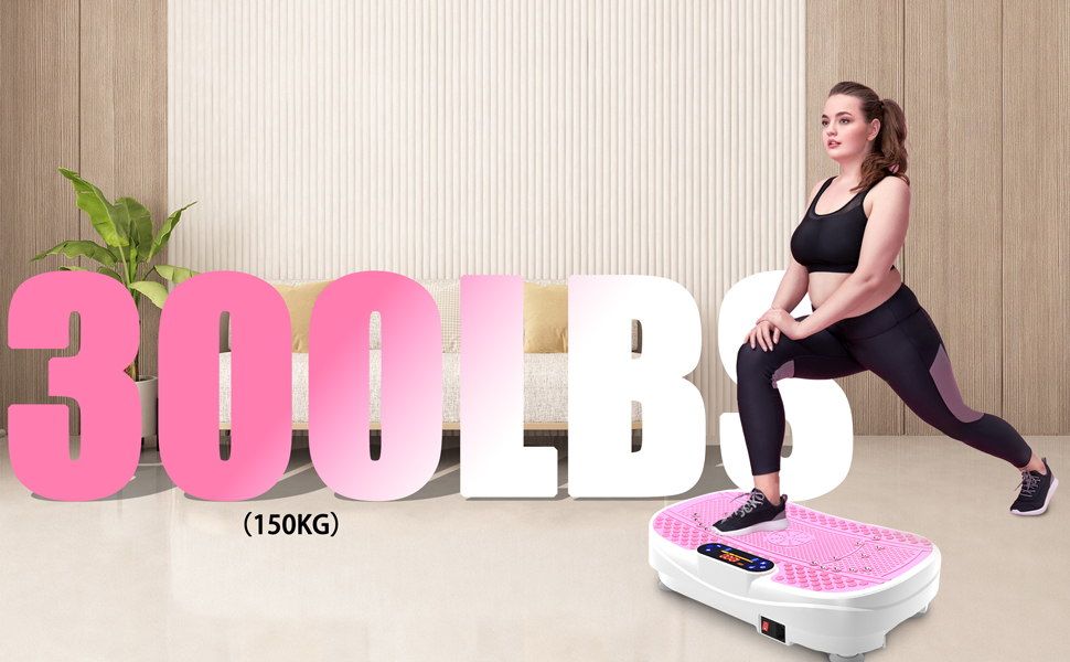 Вібраційна платформа для дому - ротаційна платформа з 120 рівнями та 5 режимами, з еластичними стрічками та пультом дистанційного керування, для спалювання жиру, нарощування м'язів та формування фігури, ідеальна для дому, домашнього спортзалу (Рожева)