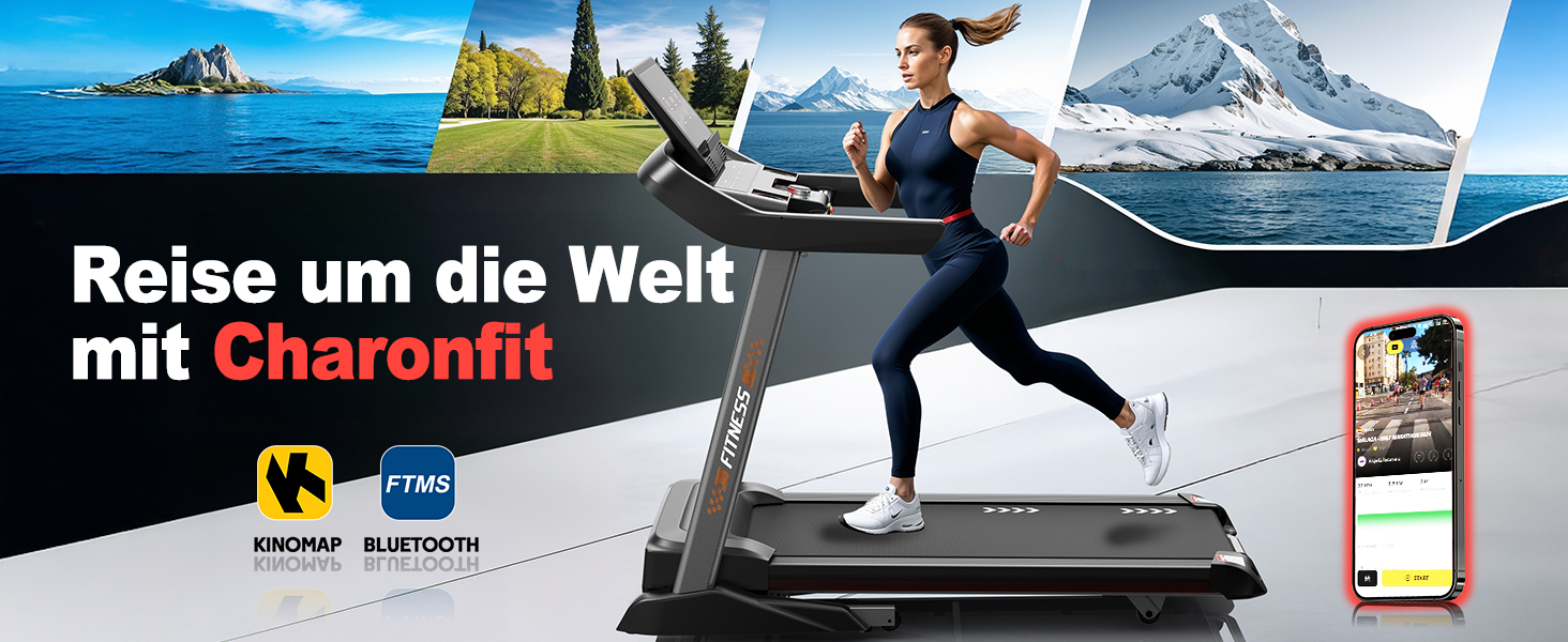 Біговий тренажер CharonFit T800: складний, потужний, до 160 кг, 20 км/год, з монітором, для дому