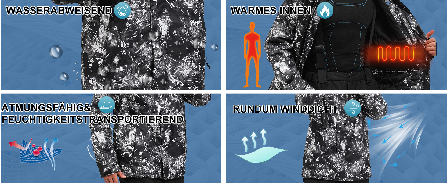 Комплект гірськолижний чоловічий HOTIAN: куртка та штани, зимовий костюм, водонепроникний, вітронепроникний, синій+чорний