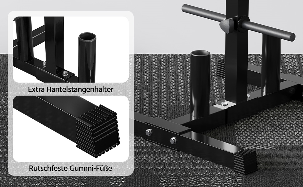 Стійка для гантелей Yaheetech - дерев'яний підсвічник для гантелей, стійка для ваги з 6 стієк, 28 мм, сталь, максимальне навантаження 400 кг