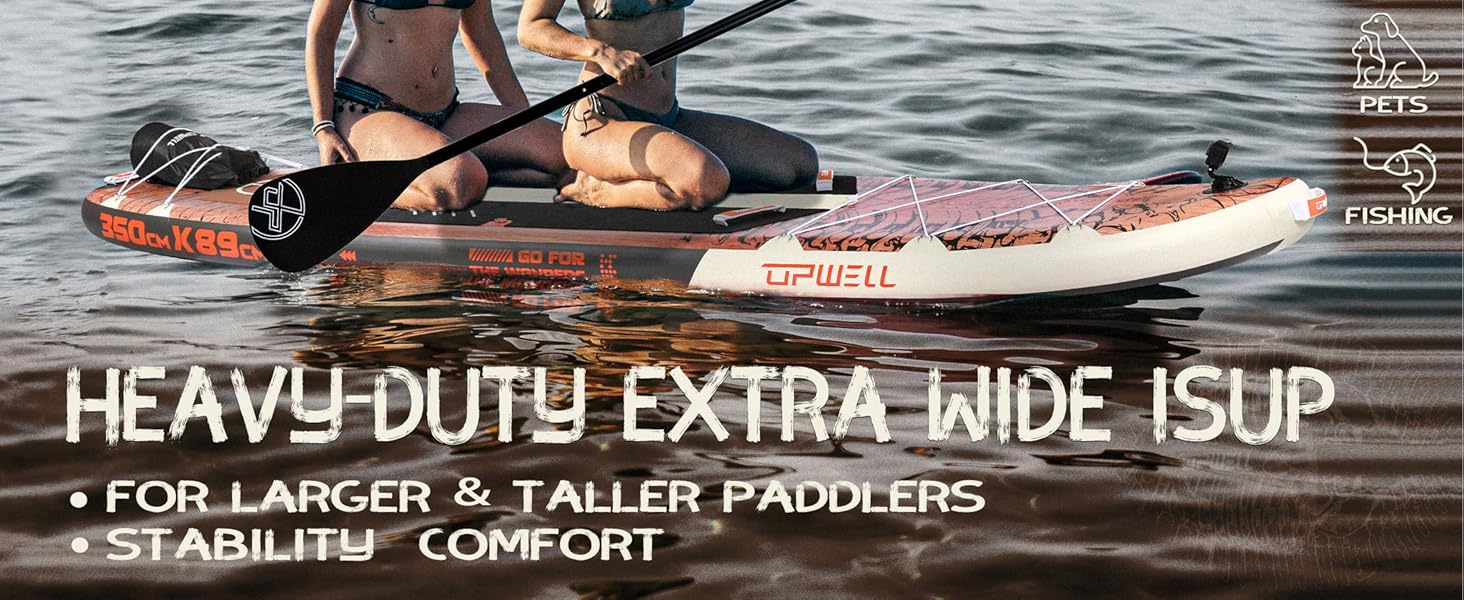 Надувний SUP Борд UPWELL Premium Stand Up Paddling Board з комплектом: сидіння, кріплення для камери, весло та аксесуари. Макс. вага 204 кг (2 особи), розмір 350x89x15 см, Jurassic