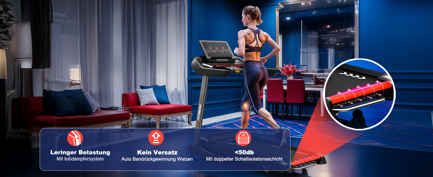 Біговий тренажер CharonFit T800: складний, потужний, до 160 кг, 20 км/год, з монітором, для дому