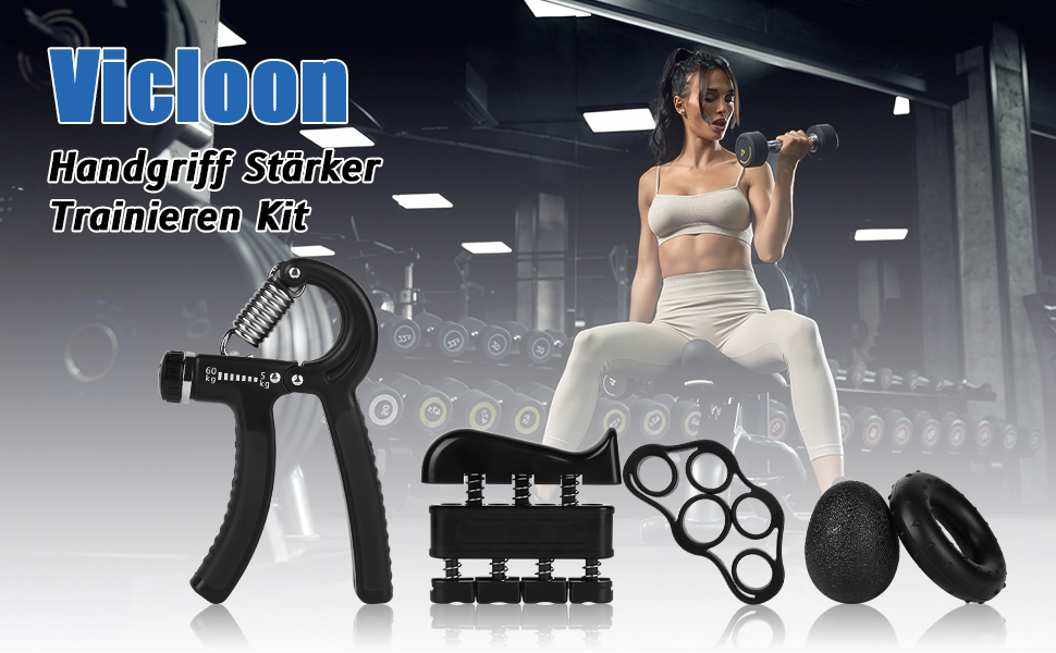 Набір для тренування рук Vicloon (5 шт.): фінгер-тренажер, тренажер зап'ястя, силовий хват, регульований хват, для зняття стресу