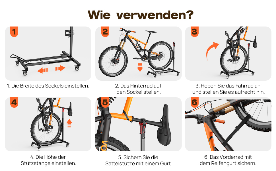 Підставка для велосипеда Housolution вертикальна з колесами, регульована по висоті, без свердління, для гаража та квартири, вантажопідйомність до 80 lbs, 1 шт.