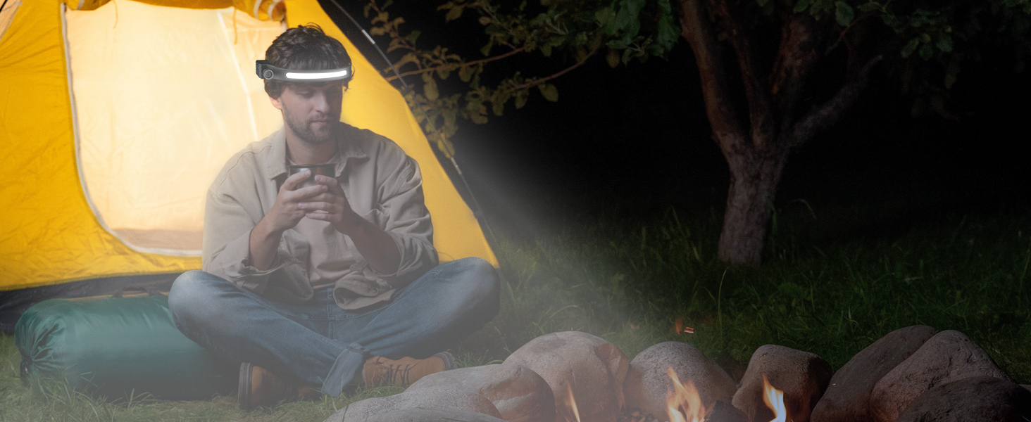 LED налобний ліхтар з акумулятором, надпотужний промінь 230°, регульований фокус, 30 годин роботи, 7 режимів з датчиком руху, водонепроникний, легкий, для бігу, кемпінгу, риболовлі (2 шт.)