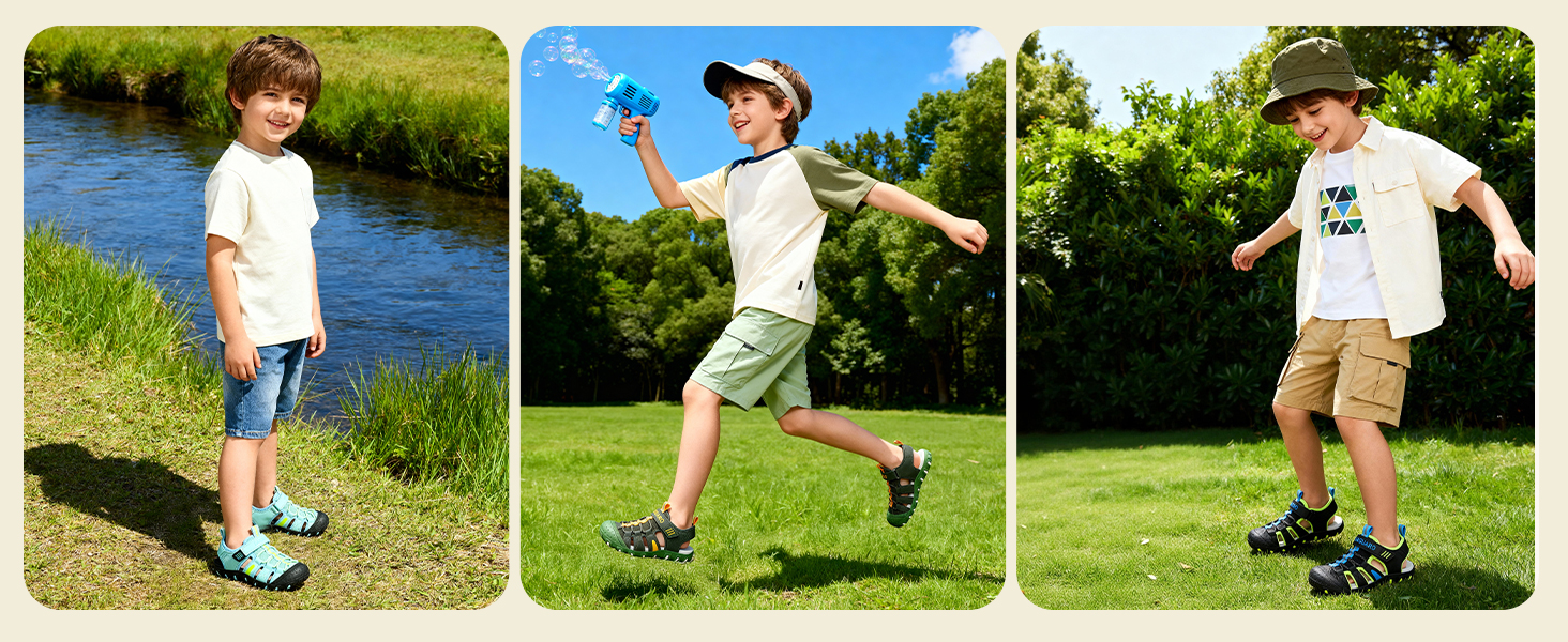 Сандалі дитячі SAGUARO закриті трекінгові для хлопчиків, літні, для активного відпочинку, зелені, розмір 36 EU