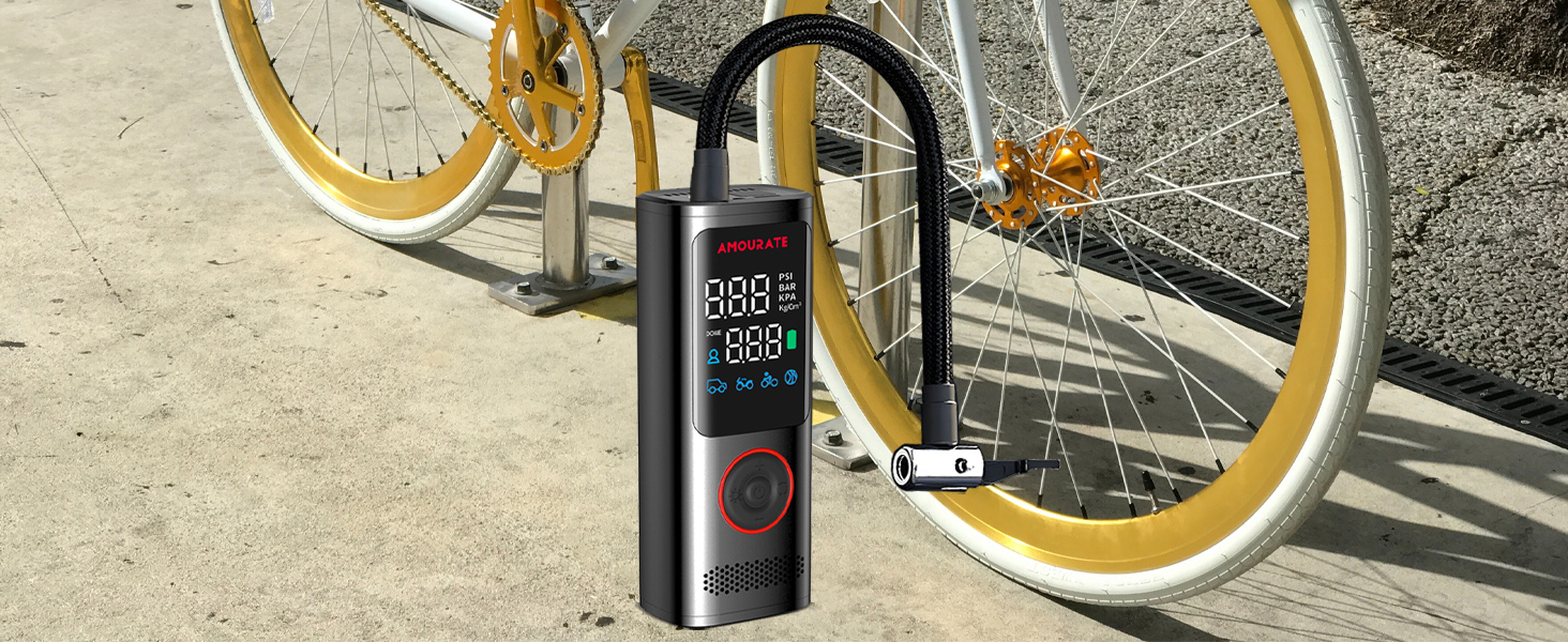 Портативний компресор YOUNICE 160PSI 120W з акумулятором 7800мАг, електрична міні насос для шин з LCD-дисплеєм і LED, для авто, мото, велосипеда, м'ячів