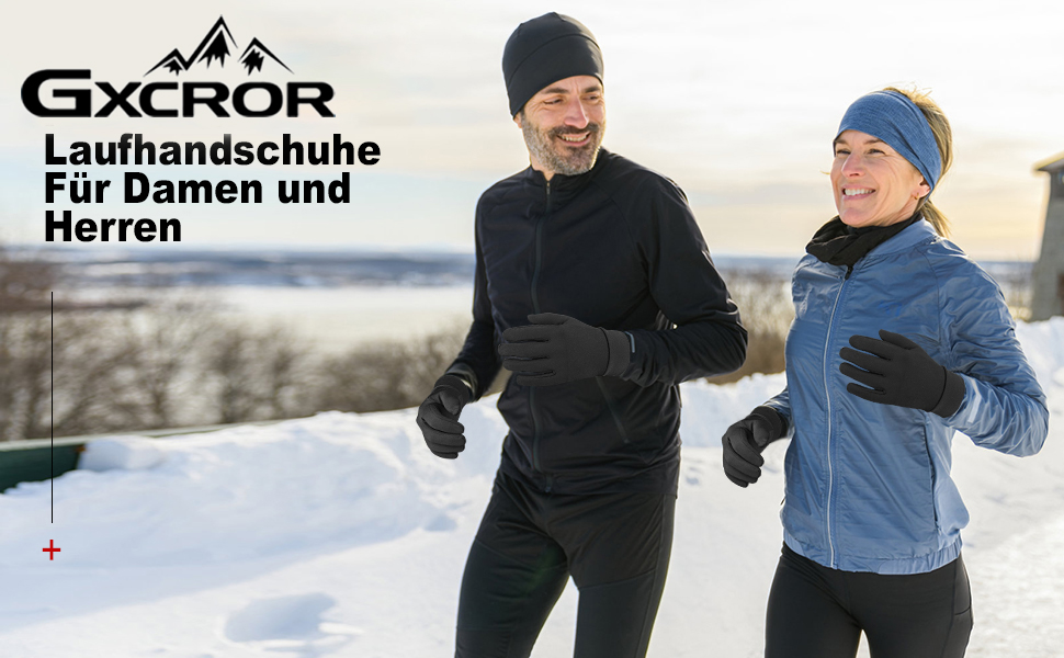 Рукавички для бігу з сенсорним екраном GXCROR, флісові, теплі, вітрозахисні, зимові для чоловіків та жінок, для активного відпочинку